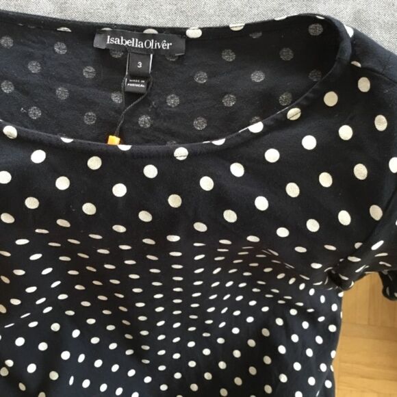 Isabella Oliver black polka dot top maternity with waist tie - Picture 7 of 9